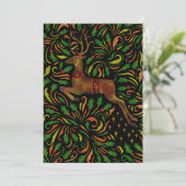 Kerstkaart met volks kunst rendieren (Staand voorkant)