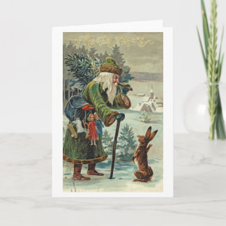 Kerstkaart met vraag van Sinterklaas naar de weg Kaart