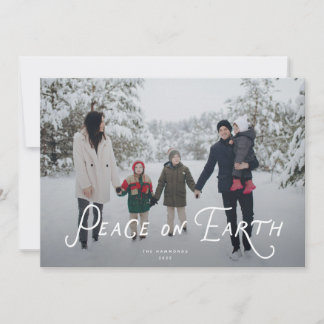 Kerstkaart met vredeswens en familiefoto