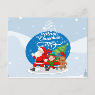 Kerstkaart met vrolijke Kerstman en vrienden Feestdagenkaart