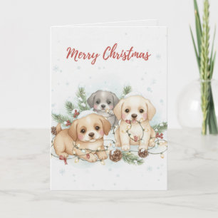 Kerstkaart met vrolijke puppy's - Cute hondenliefh Kaart