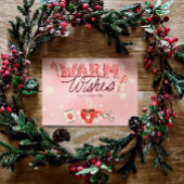 Kerstkaart met warme wensen en warme chocolademelk