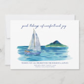 Kerstkaart met watercolor nautisch kustthema  (Voorkant)