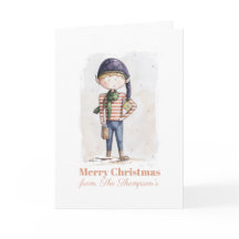 Kerstkaart met waterverf elf in fantasievolle kers