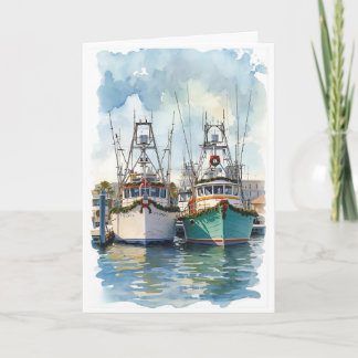 Kerstkaart met waterverf Haven Kaart