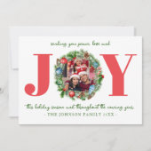 Kerstkaart met waterverf JOY Groen blijvende Kerst (Voorkant)