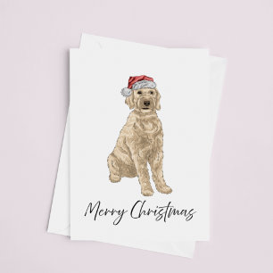 Kerstkaart met waterverf Santa Golden Doodle Kaart
