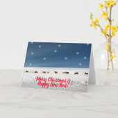 Kerstkaart met wilde paarden vrolijk kerstfeest kaart (Gele Bloem)