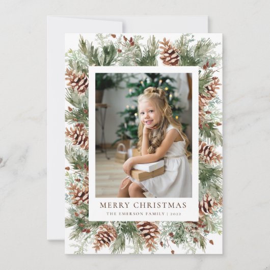 Kerstkaart met winterbotanische afbeelding (Voorkant)