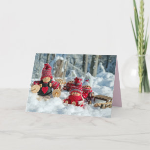 kerstkaart met winterkabouters feestdagen kaart