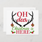 Kerstkaart 'Oh Deer' voor de feestdagen (Voorkant / Achterkant)