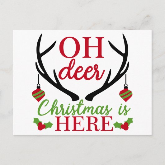 Kerstkaart 'Oh Deer' voor de feestdagen (Voorkant)