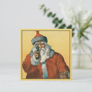 Kerstkaart Oude Sint is Chagrijnig en Gewapend