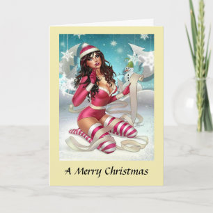 Kerstkaart - Pin-up meisje Kaart