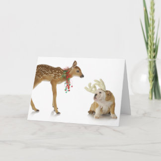KERSTKAART REE MET BULLDOG KAART