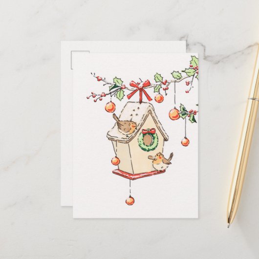 Kerstkaart Robin Kerstkaart Aankondigingskaart (Voorkant / Achterkant in situ)
