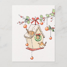 Kerstkaart roodborstje sneeuw, Robin Kerstkaart Feestdagenkaart
