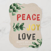 Kerstkaart Rustic Goud Vrede Vreugde Liefde (Voorkant / Achterkant)