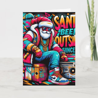 Kerstkaart Santa Beent Buiten Kaart