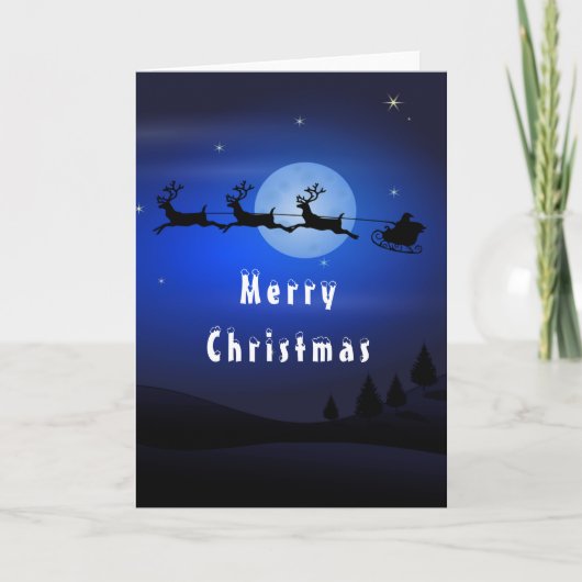 kerstKaart Santa Reindeer Full Moon Kaart (Voorkant)
