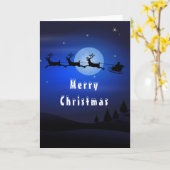 kerstKaart Santa Reindeer Full Moon Kaart (Gele Bloem)