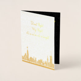 Kerstkaart Silent Night Carol Vakantie folie Kaarten