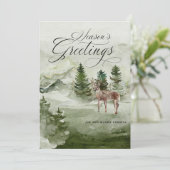 Kerstkaart 'Sneeuwhert in pijnbosbos' (Staand voorkant)