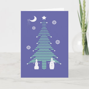 Kerstkaart Sneeuwmannen en Boom Feestdagen Kaart