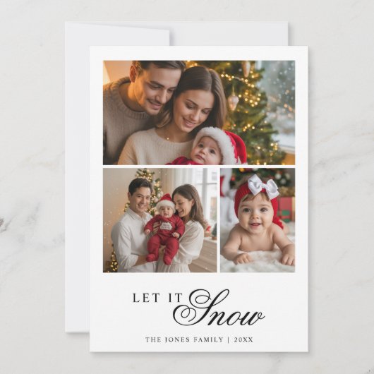 Kerstkaart 'Sneeuwt het maar' in rustieke stijl vo (Voorkant)