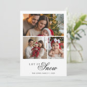 Kerstkaart 'Sneeuwt het maar' in rustieke stijl vo (Staand voorkant)