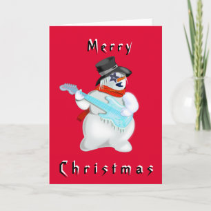 kerstKaart Snowman met Guitar Musical Kaart