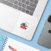 kerstkaart sticker (Laptop met iPhone)