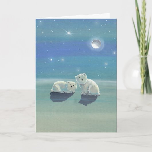 Kerstkaart Twee Ijsberen Feestdagen Kaart (Voorkant)