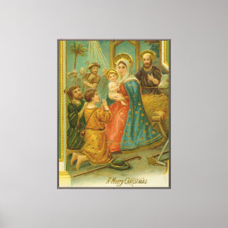 Kerstkaart uit het Edwardiaanse tijdperk Canvas Afdruk