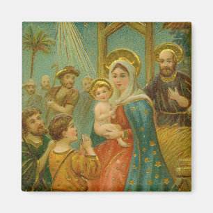 Kerstkaart uit het Edwardiaanse tijdperk Magneet