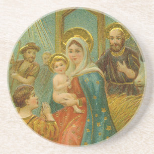 Kerstkaart uit het Edwardiaanse tijdperk Zandsteen Onderzetter