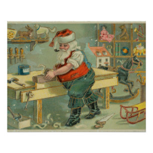 Kerstkaart uit het verleden - Sinterklaas in zijn Perfect Poster