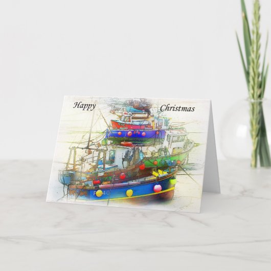 Kerstkaart van boten feestdagen kaart (Voorkant)