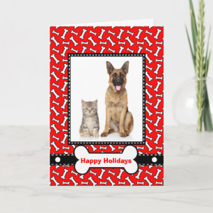 Kerstkaart van de familie Dog en Cat Feestdagen Kaart