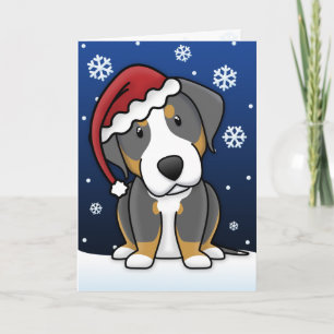 Kerstkaart van de Hond van de Berg van Kawaii de Feestdagen Kaart