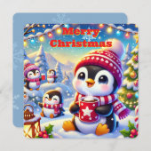 Kerstkaart van de pinguïn (Voorkant / Achterkant)