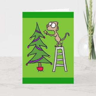 Kerstkaart van een aap feestdagen kaart