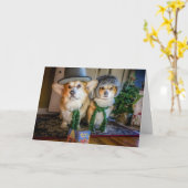 Kerstkaart van een Corgi Kaart (Gele Bloem)