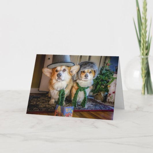 Kerstkaart van een Corgi Kaart (Voorkant)
