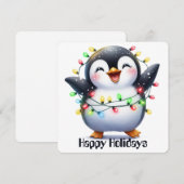 Kerstkaart van een grappige pinguïn (Voorkant / Achterkant)