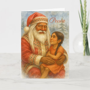 Kerstkaart van een Native American Sinterklaas Kaart