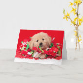 Kerstkaart van Golden Retriever Puppy Kaart (Gele Bloem)