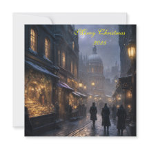 Kerstkaart van het feestelijke oude Londen