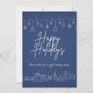 Kerstkaart van het Navy Blue Winterdorp Kaart