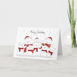 Kerstkaart van ijsbeerfamilie feestdagen kaart